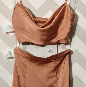 Fame and Partners- Drape Front Set in Warm Blush